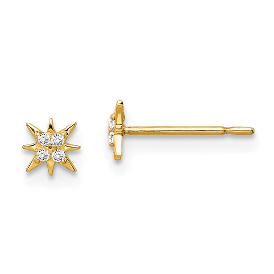 14K Yellow Gold Madi K CZ Star Post Earrings