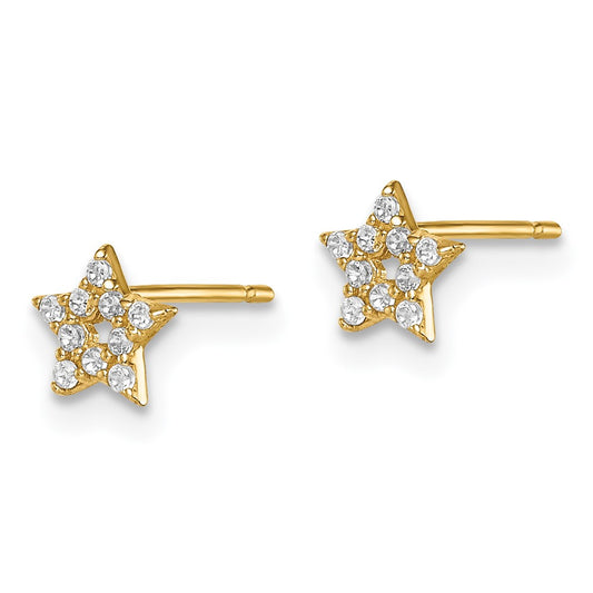 14K Yellow Gold Madi K Star CZ Post Earrings