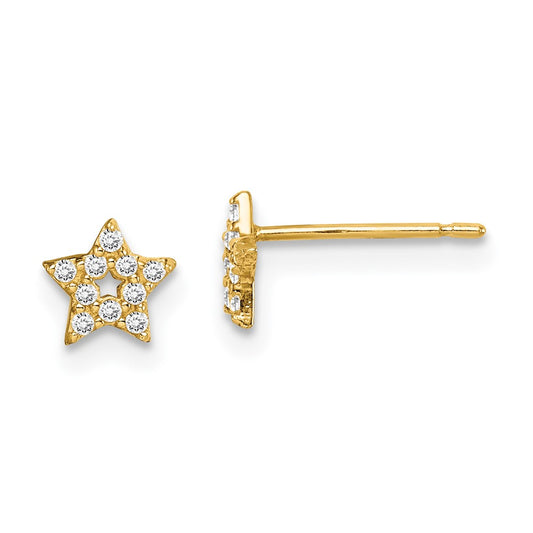 14K Yellow Gold Madi K Star CZ Post Earrings