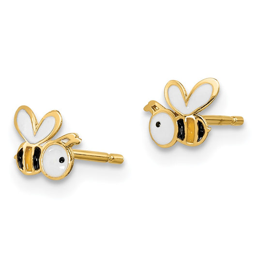 14K Yellow Gold Madi K Enamel Bumble Bee Post Earrings