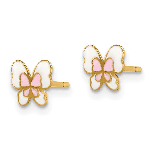 14K Yellow Gold Madi K Enamel Butterfly Post Earrings