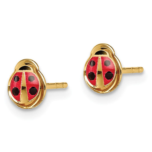 14K Yellow Gold Madi K Enamel Ladybug Post Earrings