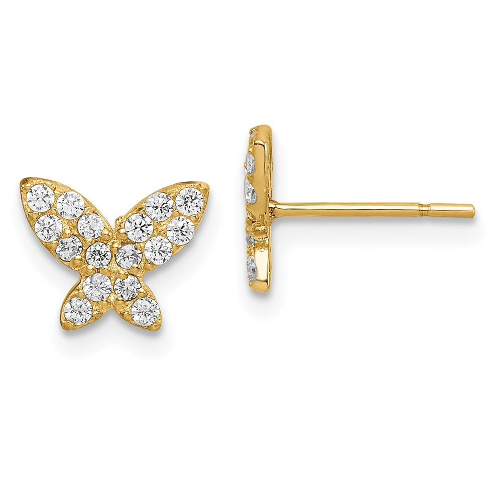 14K Yellow Gold Madi K Butterfly CZ Post Earrings