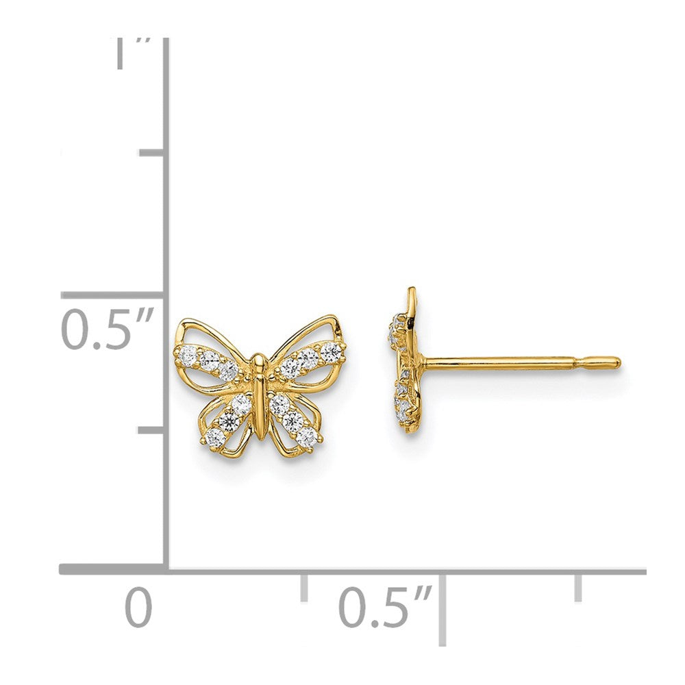 14K Yellow Gold Madi K Butterfly CZ Post Earrings