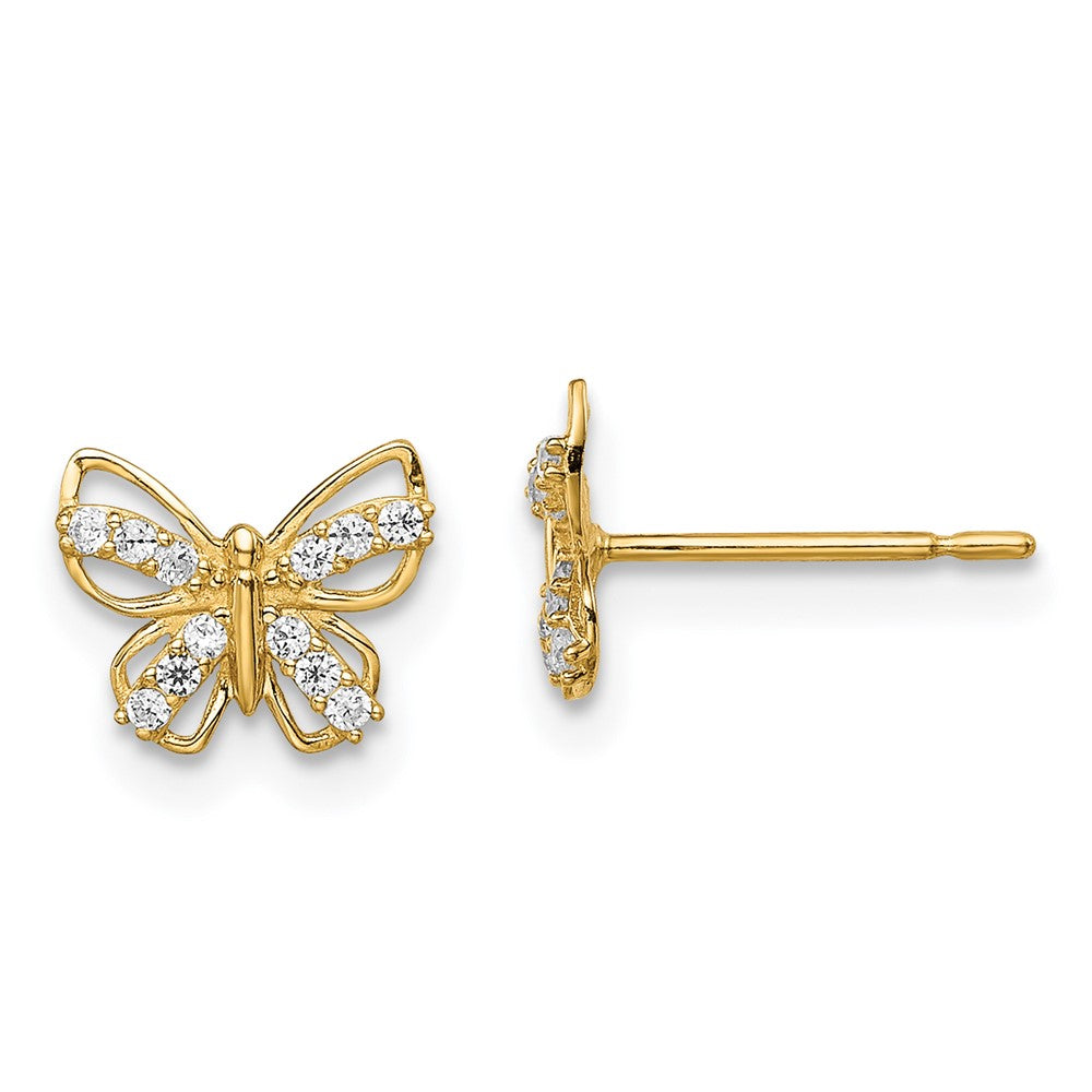 14K Yellow Gold Madi K Butterfly CZ Post Earrings