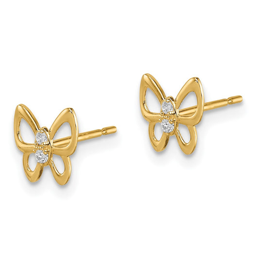 14K Yellow Gold Madi K Butterfly CZ Post Earrings