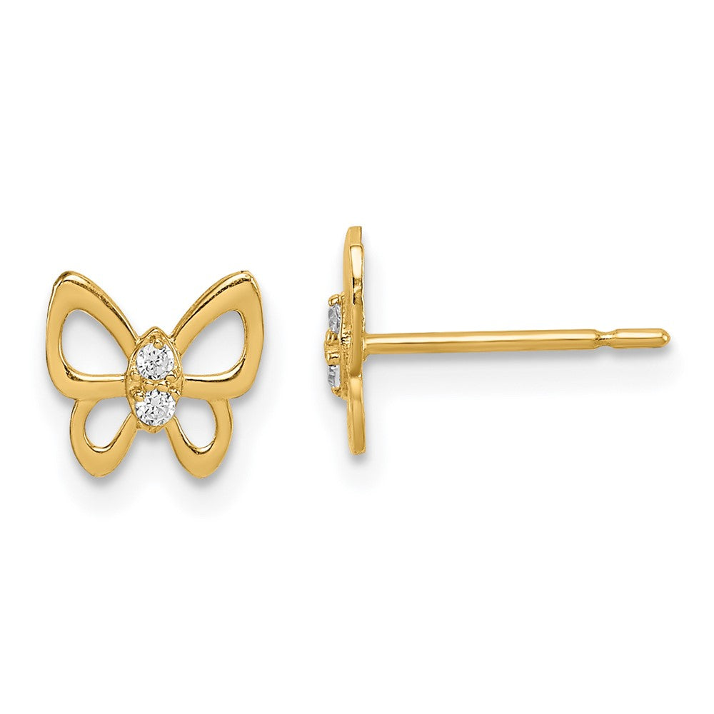 14K Yellow Gold Madi K Butterfly CZ Post Earrings