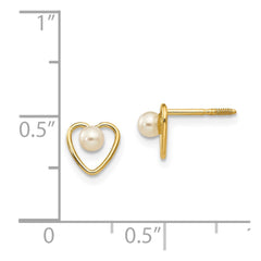 14K Yellow Gold Madi K 3mm FWC Pearl Birthstone Heart Earrings