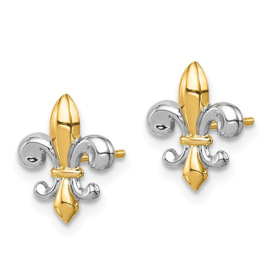 14K Two-Tone Gold Madi K Fleur de Lis Post Earrings