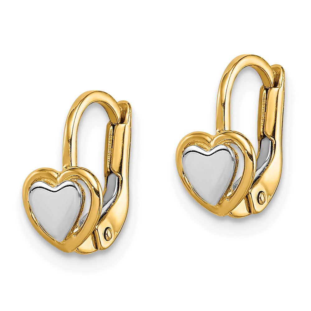 14K Two-Tone Gold Madi K Children's Heart Hoop Earrings