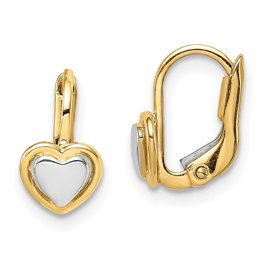 14K Two-Tone Gold Madi K Children's Heart Hoop Earrings