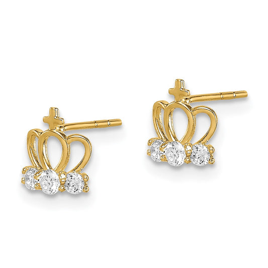 14K Yellow Gold Madi K CZ Crown Post Earrings