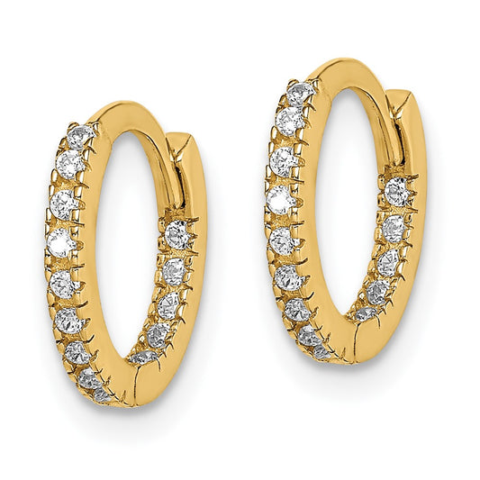 14K Yellow Gold Madi K CZ Hinged Hoop Earrings