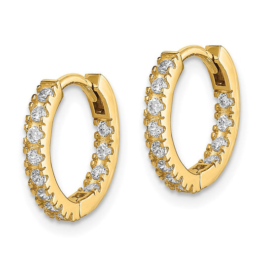 14K Yellow Gold Madi K CZ Hinged Hoop Earrings