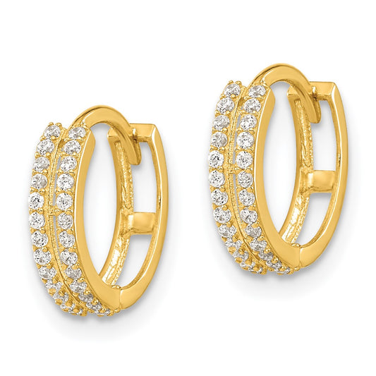 14K Yellow Gold Madi K CZ Hinged Hoop Earrings