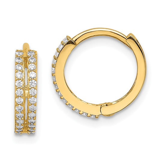 14K Yellow Gold Madi K CZ Hinged Hoop Earrings