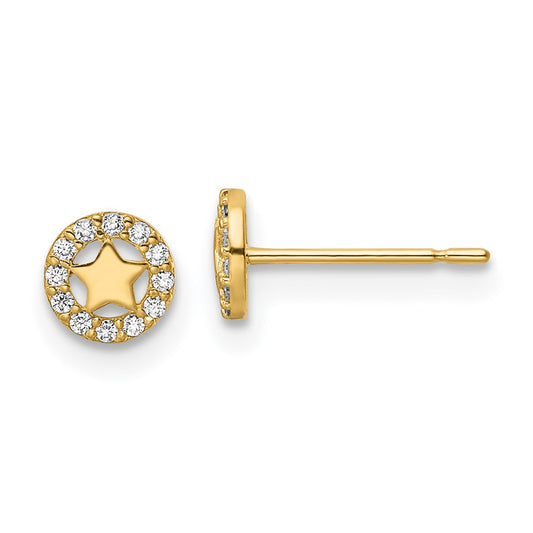 14K Yellow Gold Madi K CZ Star Post Earrings