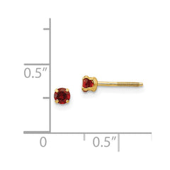 14K Yellow Gold Madi K 3mm Garnet Stud Earrings