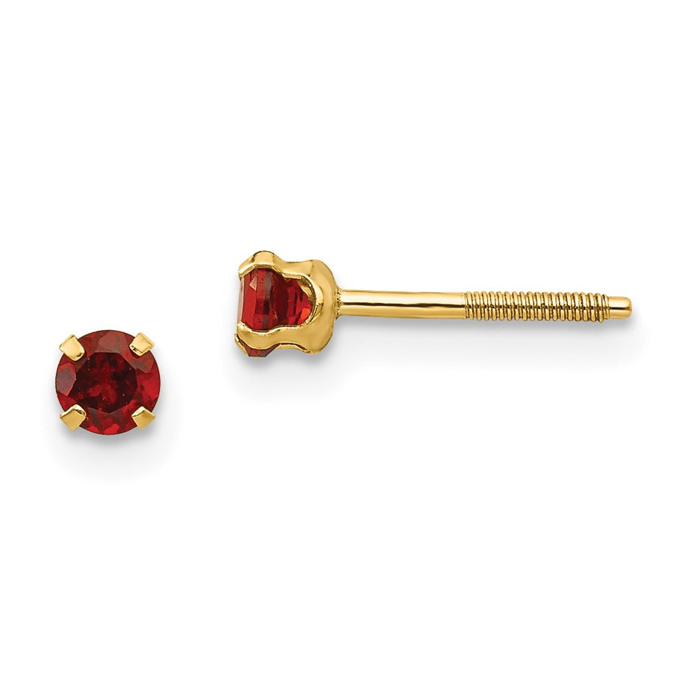 14K Yellow Gold Madi K 3mm Garnet Stud Earrings