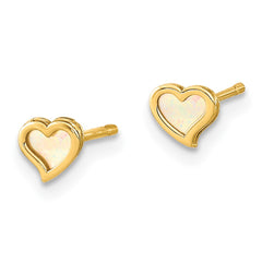 14K Yellow Gold Madi K Polished Heart Mother of Pearl Post Earrings