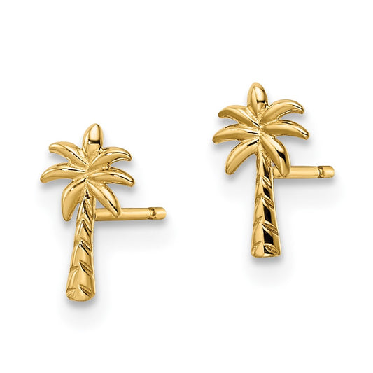 14K Yellow Gold Madi K Palm Tree Post Earrings