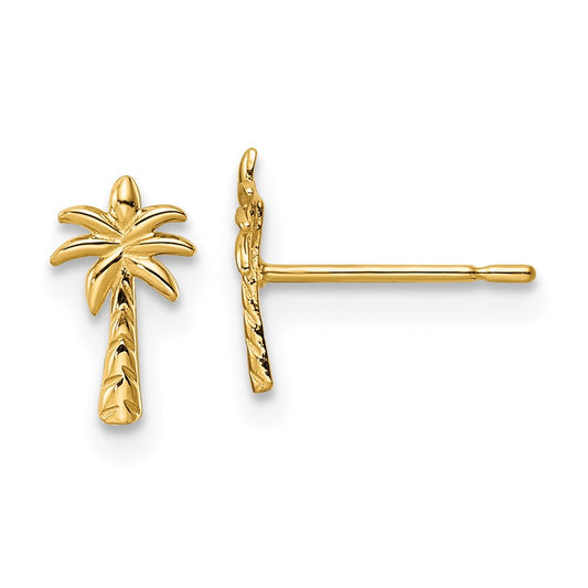 14K Yellow Gold Madi K Palm Tree Post Earrings