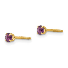 14K Yellow Gold Madi K 3mm Amethyst Stud Earrings