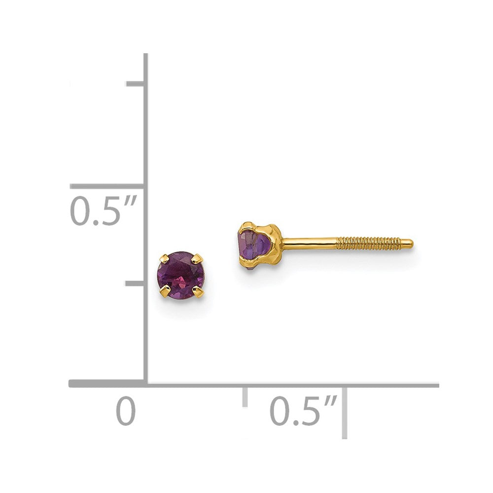 14K Yellow Gold Madi K 3mm Amethyst Stud Earrings