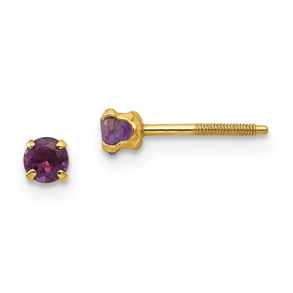 14K Yellow Gold Madi K 3mm Amethyst Stud Earrings