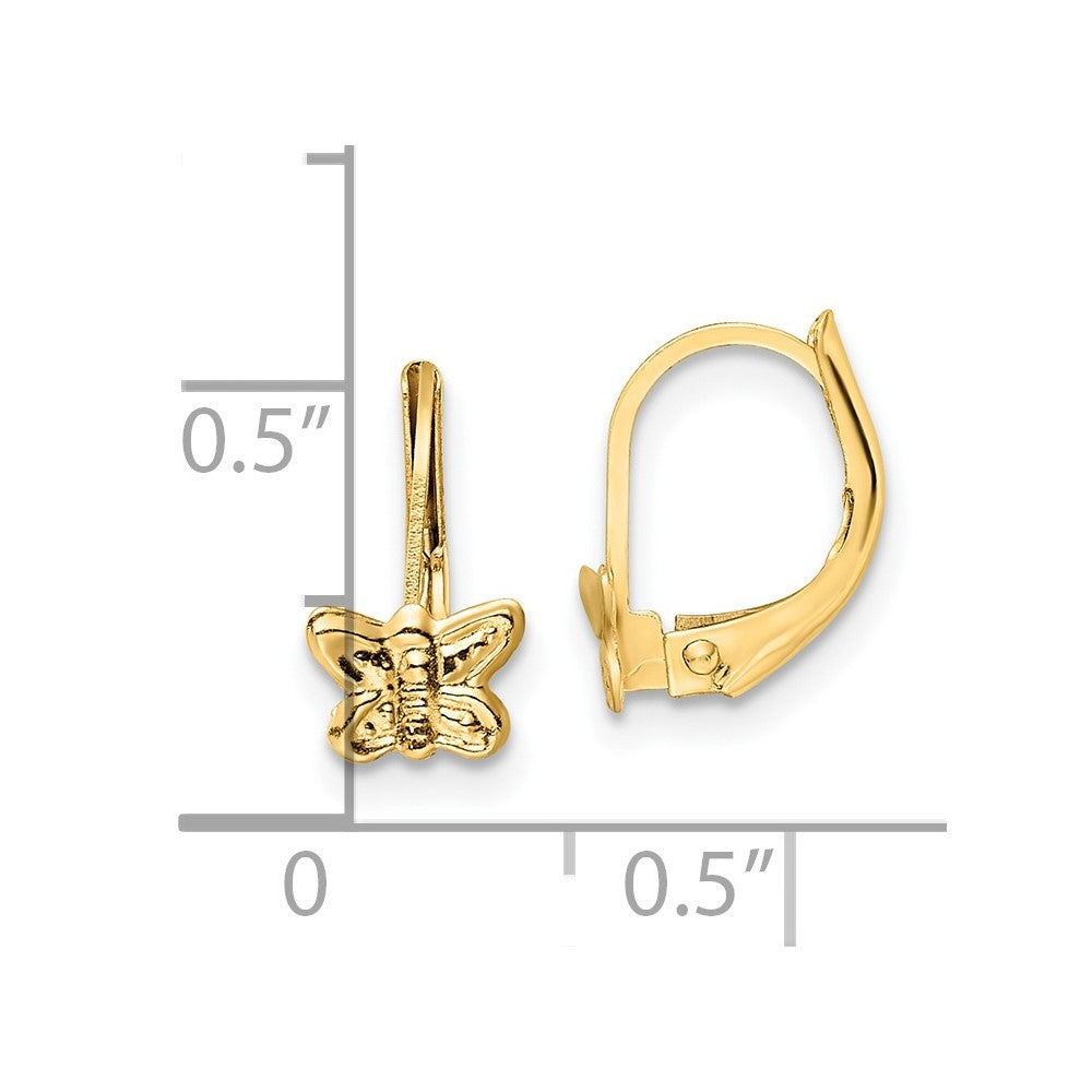 14K Yellow Gold Madi K Polished Butterfly Leverback Earrings