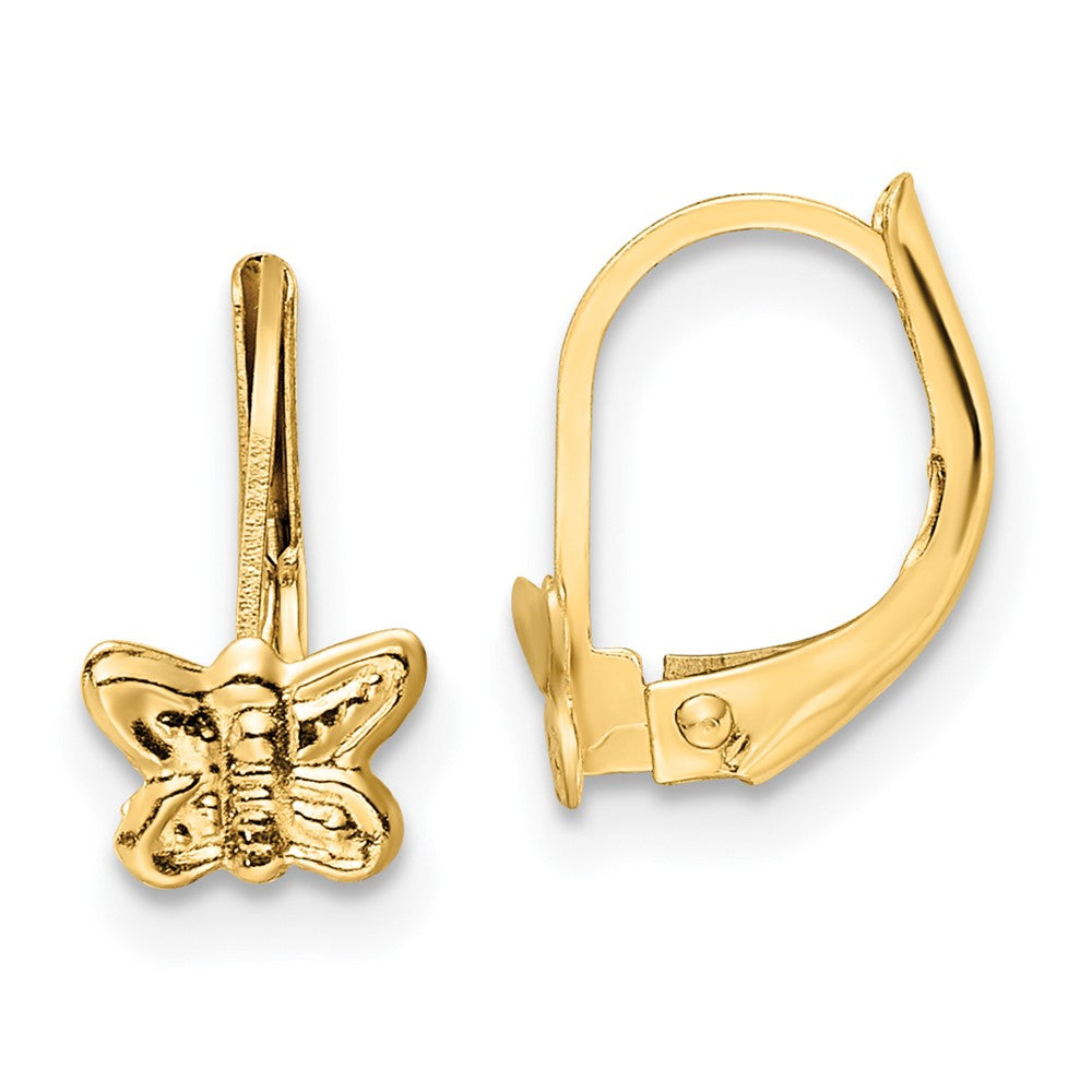 14K Yellow Gold Madi K Polished Butterfly Leverback Earrings