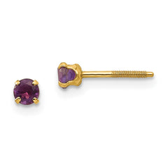 14K Yellow Gold Madi K 3mm Amethyst Stud Earrings