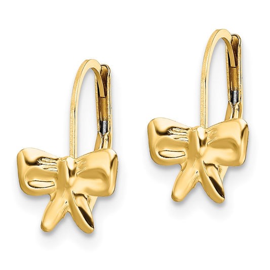 14K Yellow Gold Madi K Polished Bow Leverback Earrings