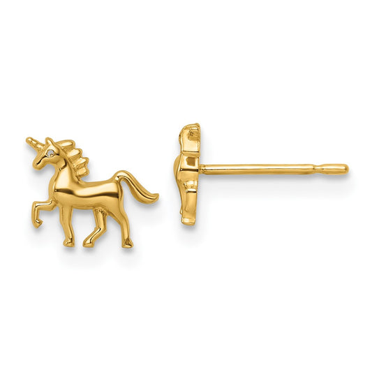 14K Yellow Gold Madi K Unicorn Post Earrings