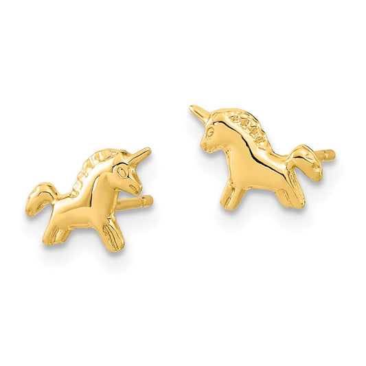 14K Yellow Gold Madi K Polished Unicorn Post Earrings