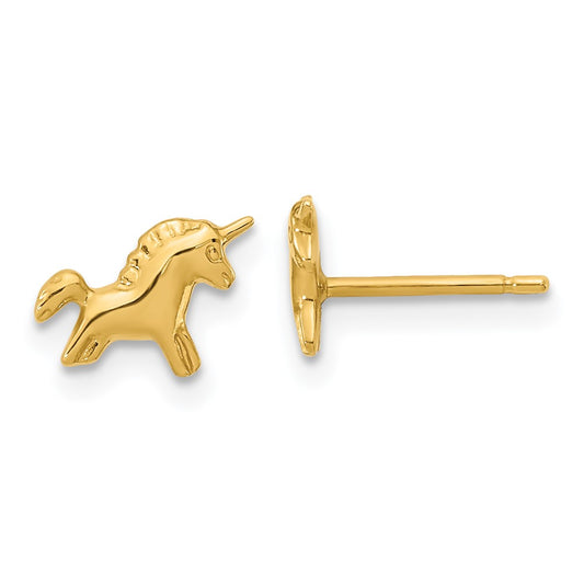 14K Yellow Gold Madi K Polished Unicorn Post Earrings