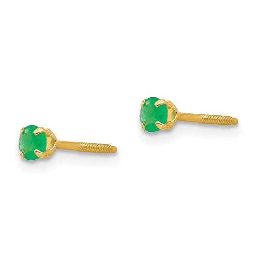 14K Yellow Gold Madi K 3mm Emerald Stud Earrings