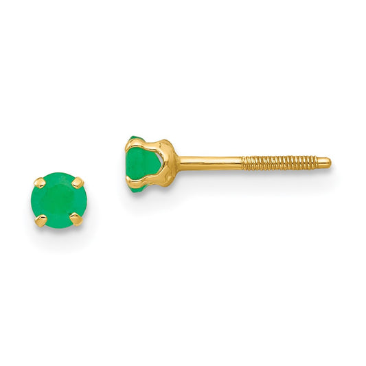 14K Yellow Gold Madi K 3mm Emerald Stud Earrings