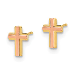 14K Two-Tone Gold Madi K Cross Post Earrings