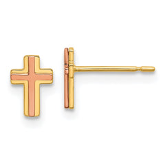 14K Two-Tone Gold Madi K Cross Post Earrings