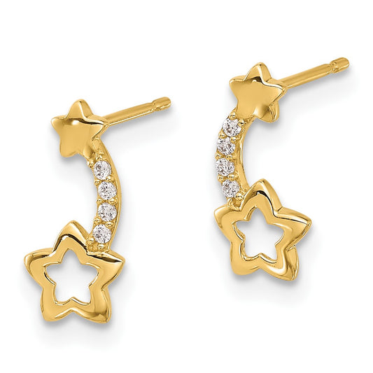 14K Yellow Gold Madi K Polished CZ Shooting Stars Post Earrings