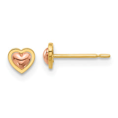 14K Two-Tone Gold Madi K Polished Heart Post Earrings