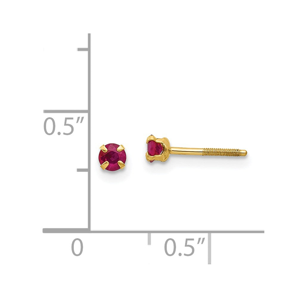 14K Yellow Gold Madi K 3mm Ruby Stud Earrings