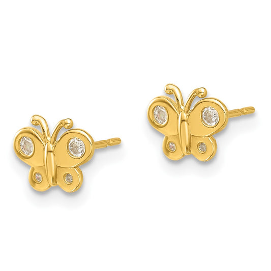 14K Yellow Gold Madi K Polished CZ Butterfly Post Earrings