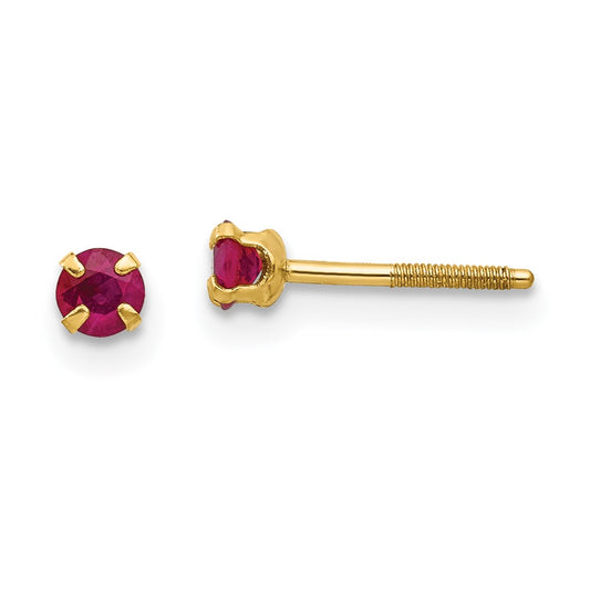 14K Yellow Gold Madi K 3mm Ruby Stud Earrings