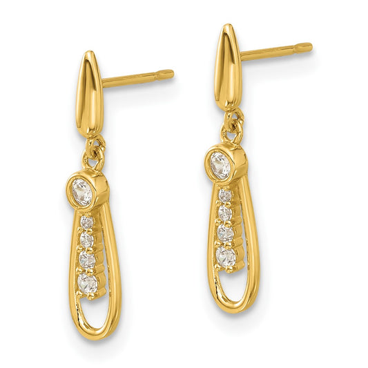 14K Yellow Gold Madi K Polished CZ Fancy Post Dangle Earrings