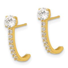 14K Yellow Gold Madi K Polished CZ Post J-Hoop Earrings