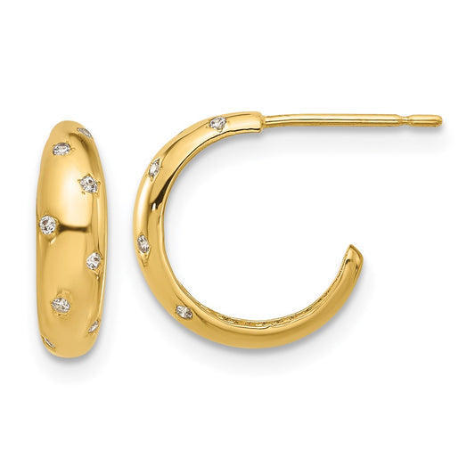 14K Yellow Gold Madi K Polished CZ Post Hoop Earrings