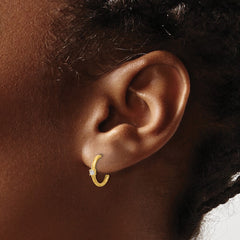 14K Yellow Gold Madi K Polished CZ Link Post Hoop Earrings