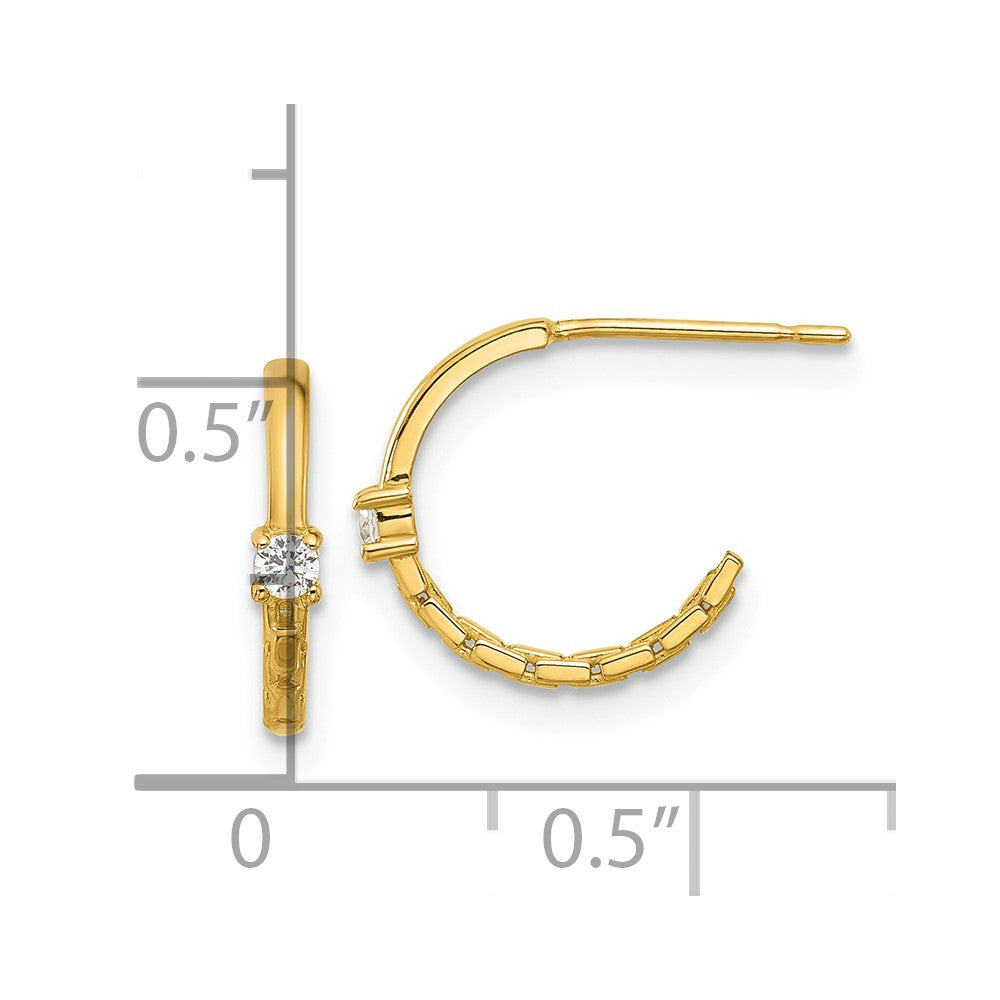 14K Yellow Gold Madi K Polished CZ Link Post Hoop Earrings